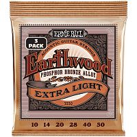 ERNIE BALL 3550 Earthwood Phosphor Bronze Extra Light 3 Pack 10-50