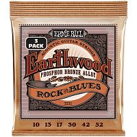 ERNIE BALL 3551 Earthwood Phosphor Bronze RandB 3 Pack 10-52